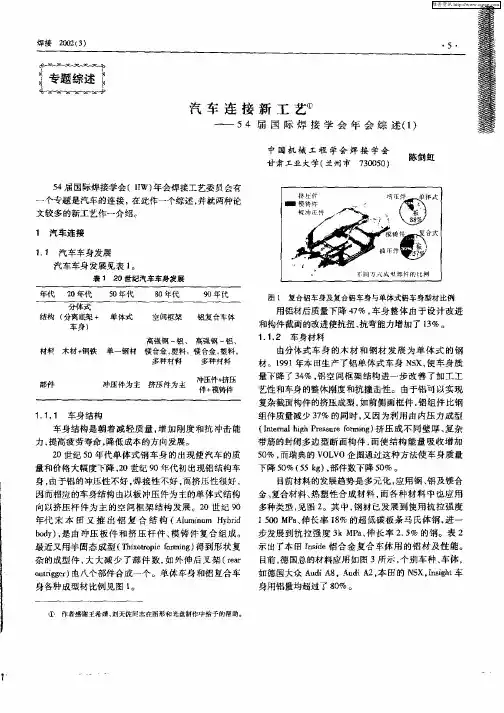 汽车连接新工艺——54届国际焊接学会年会综述(1)