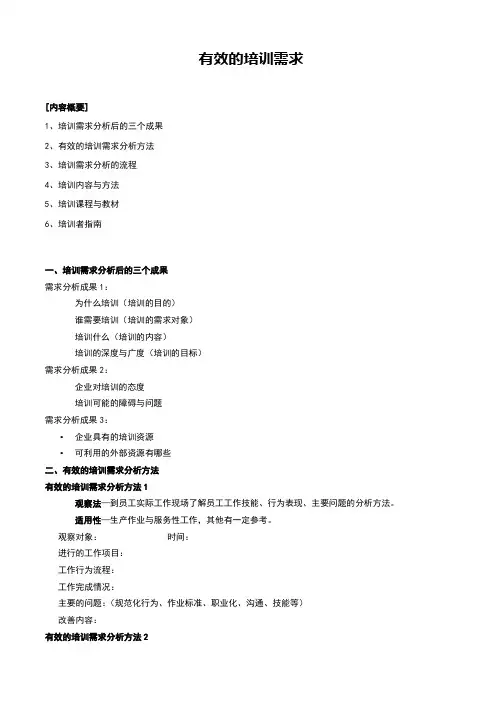 培训需求调研方法和内容