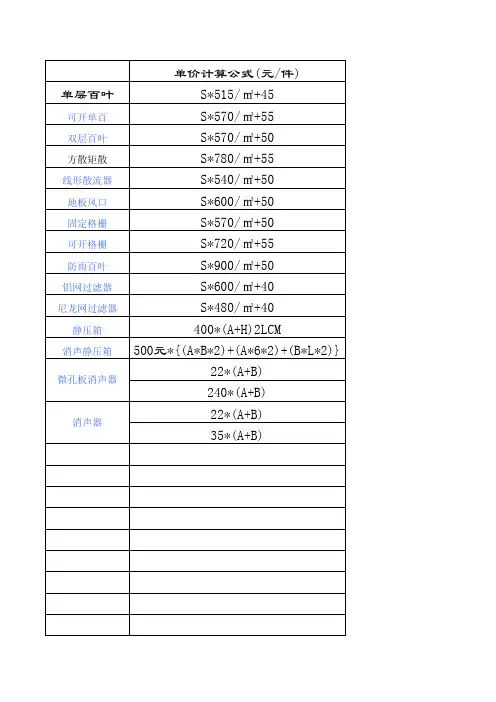 风口计算公式