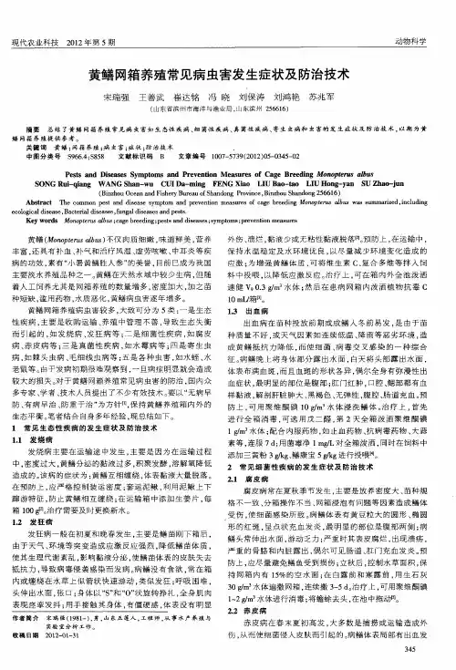 黄鳝网箱养殖常见病虫害发生症状及防治技术