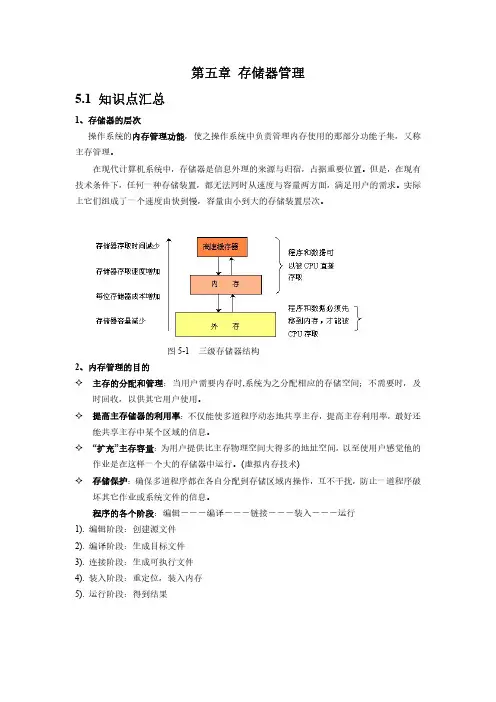 操作系统原理-第五章存储器管理知识点及习题