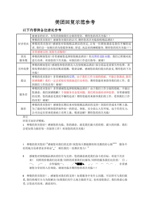 美团回复示范