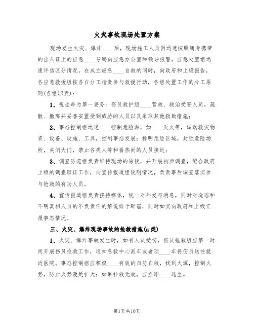 火灾事故现场处置方案(4篇)