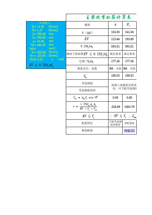 《水工钢筋混凝土》课程设计计算表 