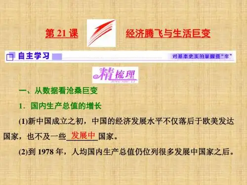 高中历史 第四单元 中国社会主义建设发展道路的探索 第21课 经济腾飞与生活巨变名师课件 岳麓版必修2