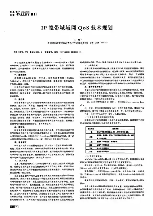 IP宽带城域网QoS技术规划