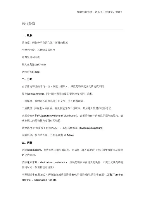 药代动力学参数 2