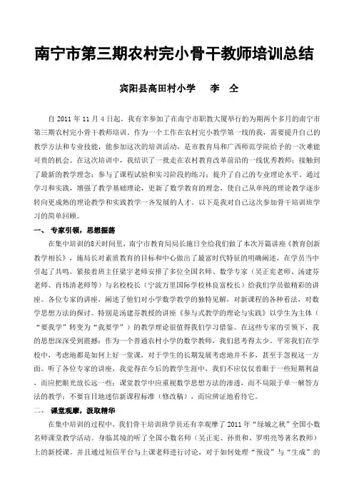 骨干教师培训总结