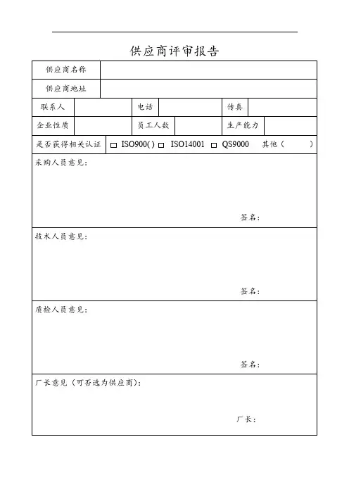 供应商评审报告模板