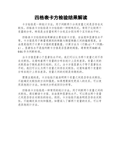 四格表卡方检验结果解读