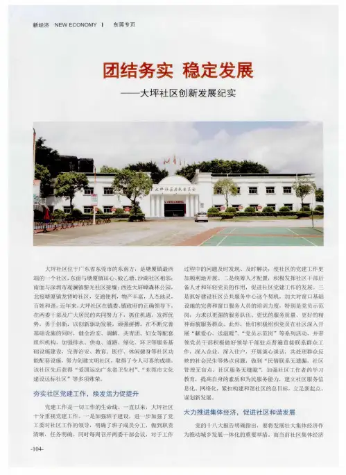 团结务实 稳定发展——大坪社区创新发展纪实
