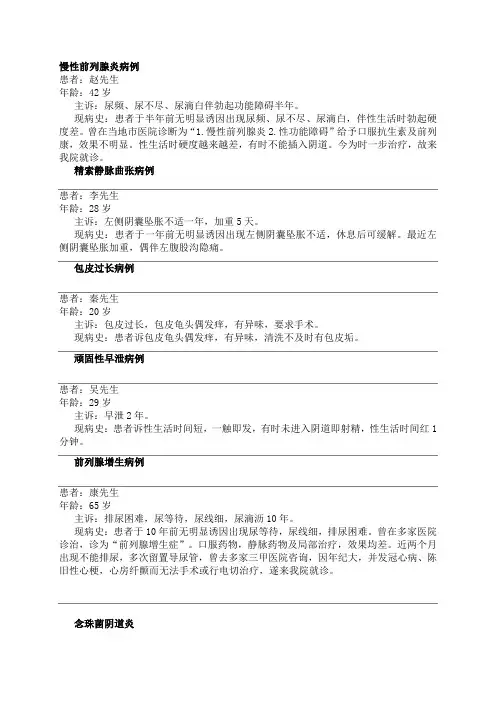 慢性前列腺炎病例