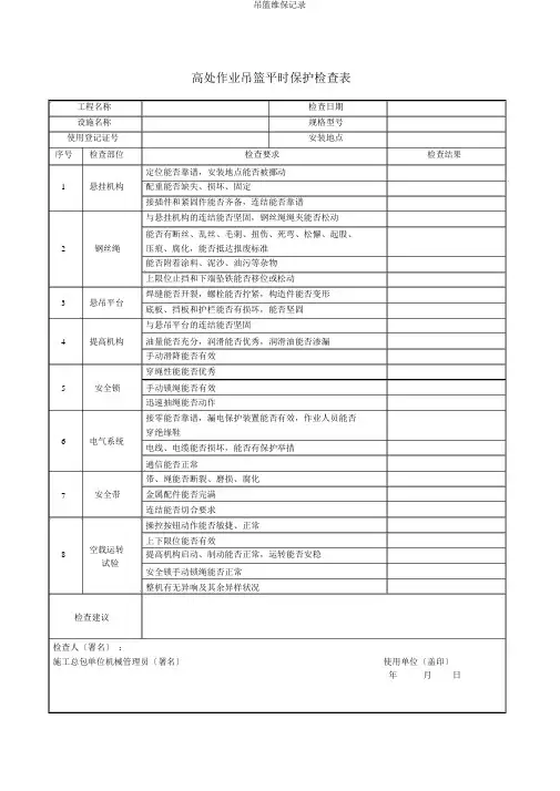 吊篮维保记录