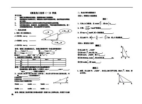 《解直角三角形复习一》学案