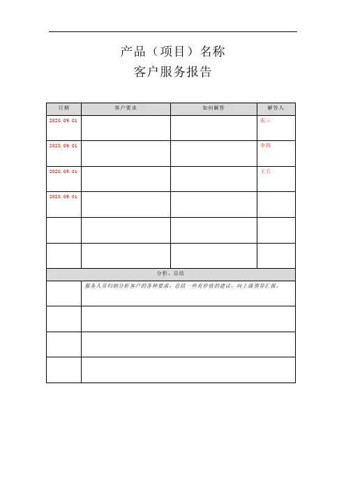 客户服务报告