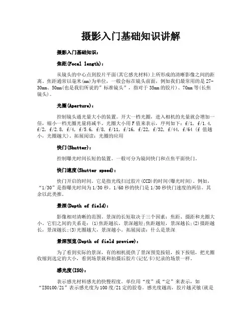 摄影入门基础知识讲解