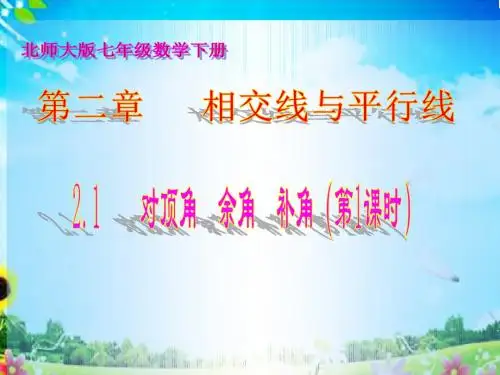 《对顶角 余角 补角》教学PPT课件【初中数学北师大版七年级数学下册】公开课