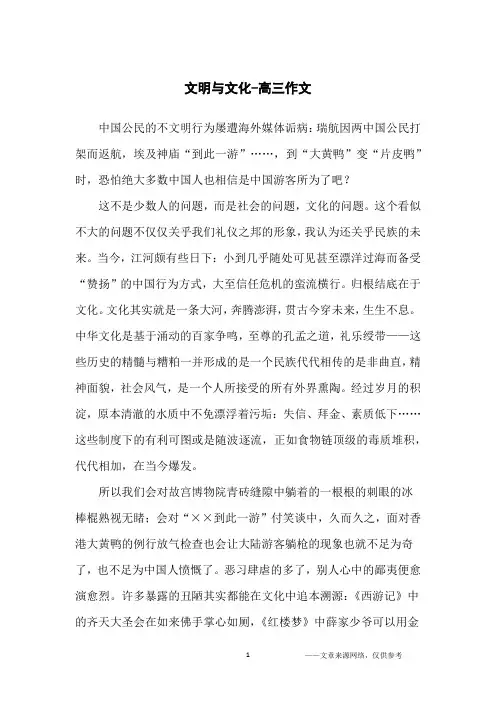 文明与文化-高三作文
