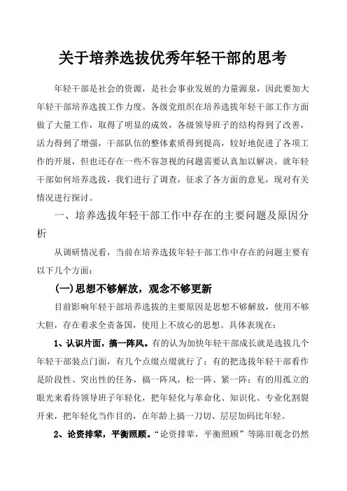 关于培养选拔优秀年轻干部的思考 2