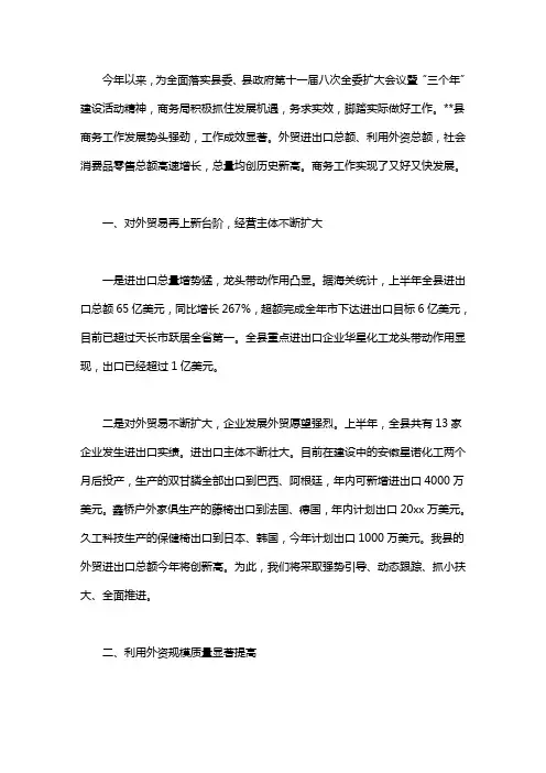 2020县商务局上半年工作总结-工作总结