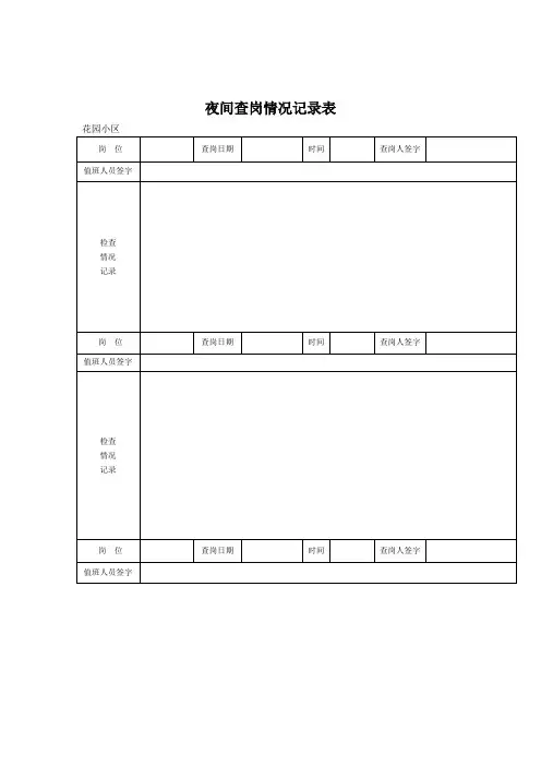 夜间查岗情况记录表