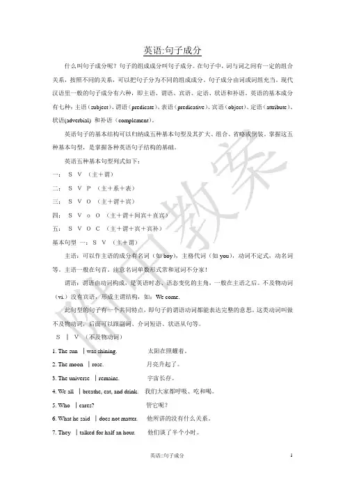 初中英语句子成分详解