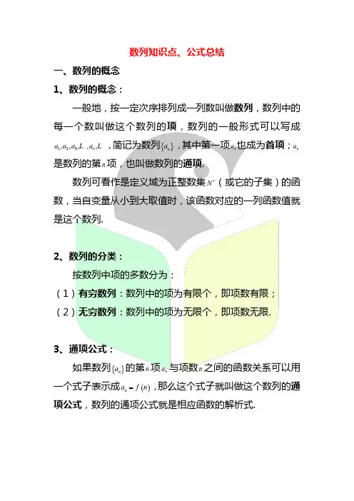 强烈推荐--数列知识点、公式总结