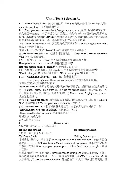 仁爱英语九年级教案语法点