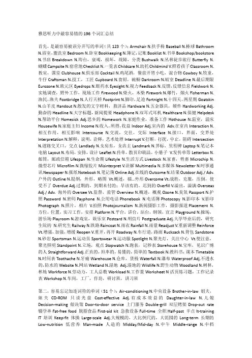 雅思听力中最容易错的196个词汇总结