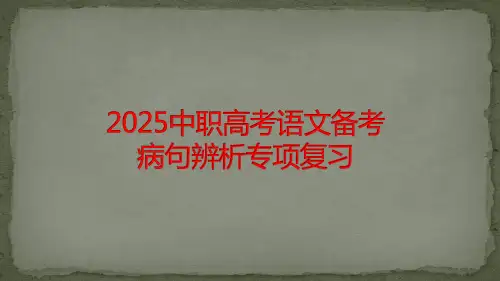 2025中职高考语文备考病句辨析专项复习