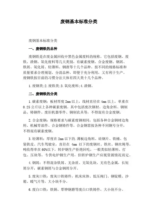 废钢基本标准分类