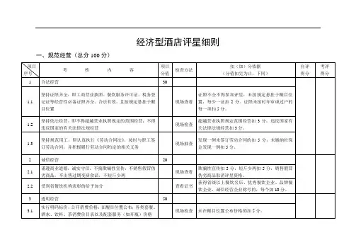 经济型酒店评星细则