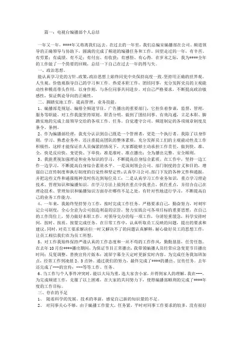 电视台编辑工作总结