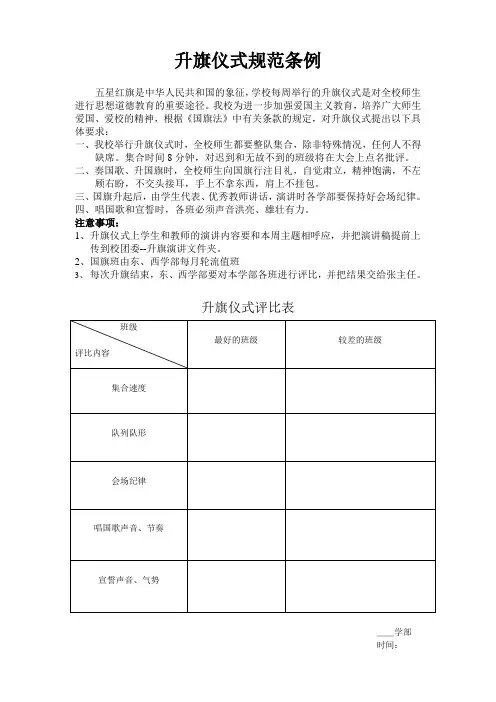 升旗仪式规范条例