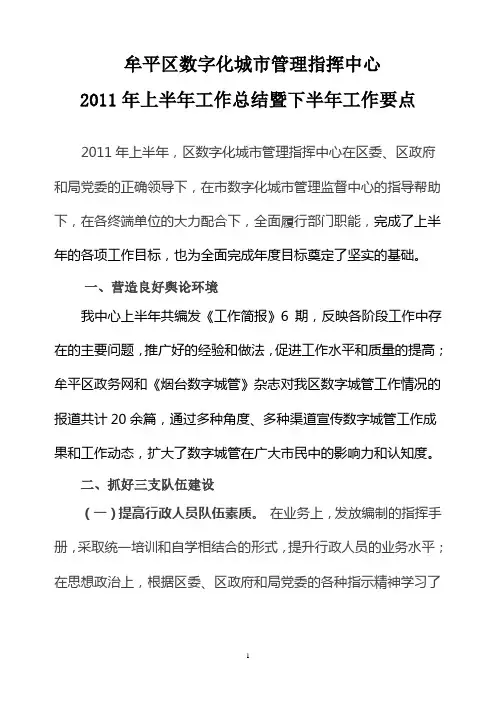 2011年上半年工作总结暨下半年工作要点
