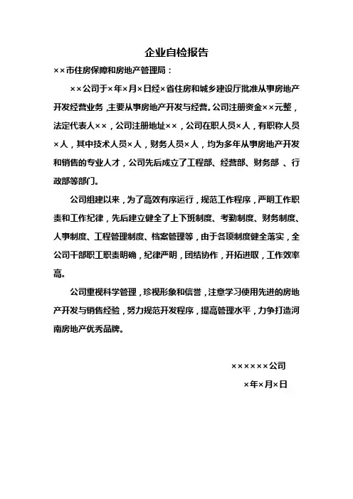 企业自检报告
