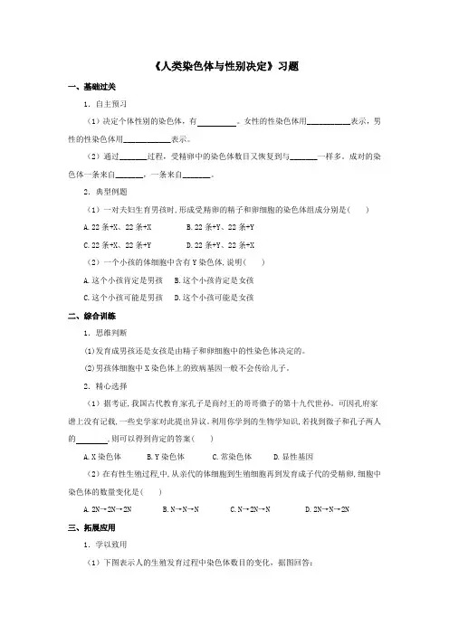《人类染色体与性别决定》习题