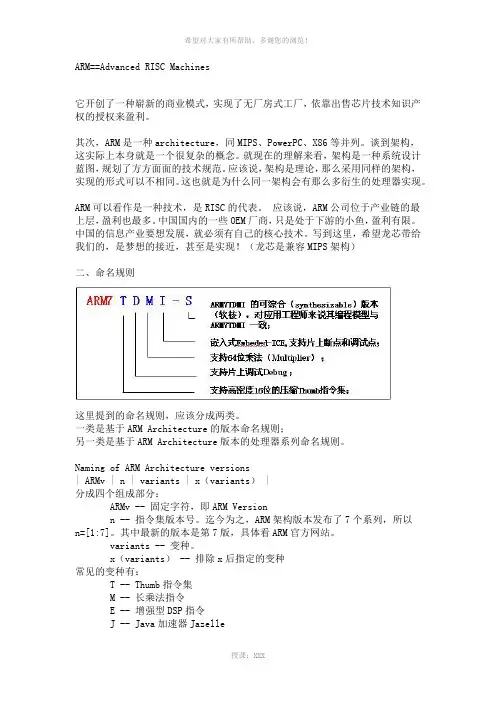 ARM命名规则