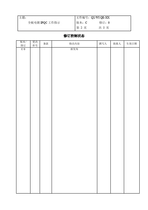 QE-XX全板电镀IPQC工作指示