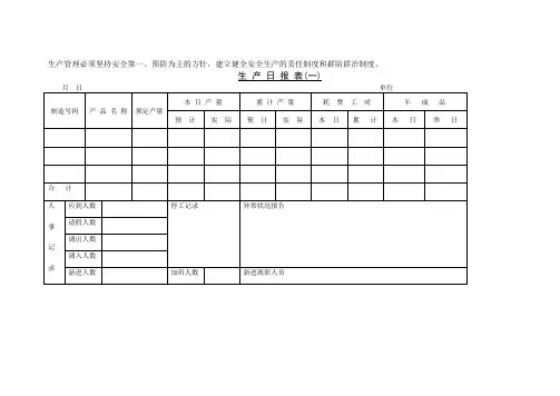 一般生产日报表(一)