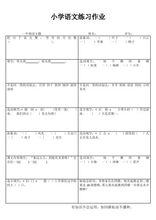 小学一年级语文每日一练IV (34)