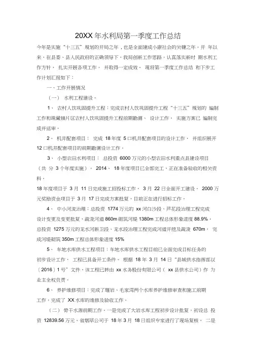 2019年水利局第一季度工作总结
