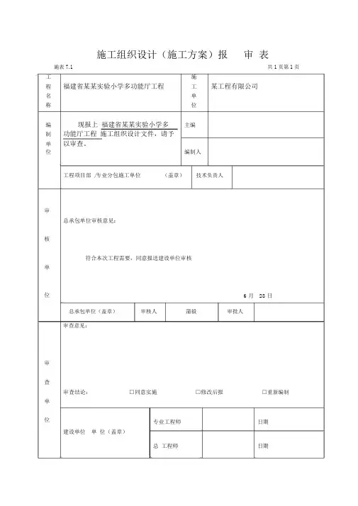 施工组织设计(施工方案)报审表