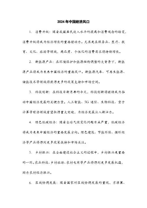 2024年中国经济风口