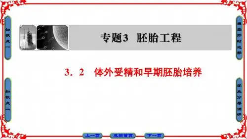 2019学年高中生物人教版选修三课件:专题3 3.2体外受精和早期胚胎培养