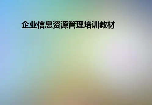 企业信息资源管理培训教材