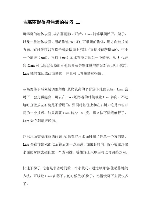 古墓丽影值得注意的技巧 二