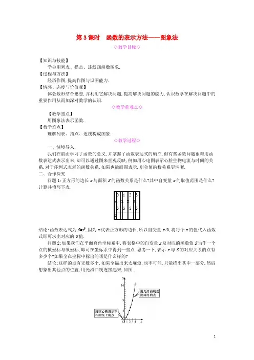 最新2020八年级数学上册 第12章 一次函数 12.1 函数 第3课时 函数的表示方法—图象法教案
