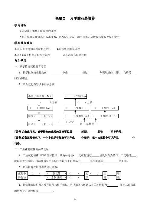 3.2《月季的花药培养》导学案