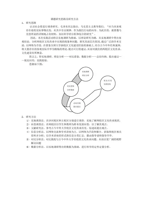 课题研究思路及研究方法